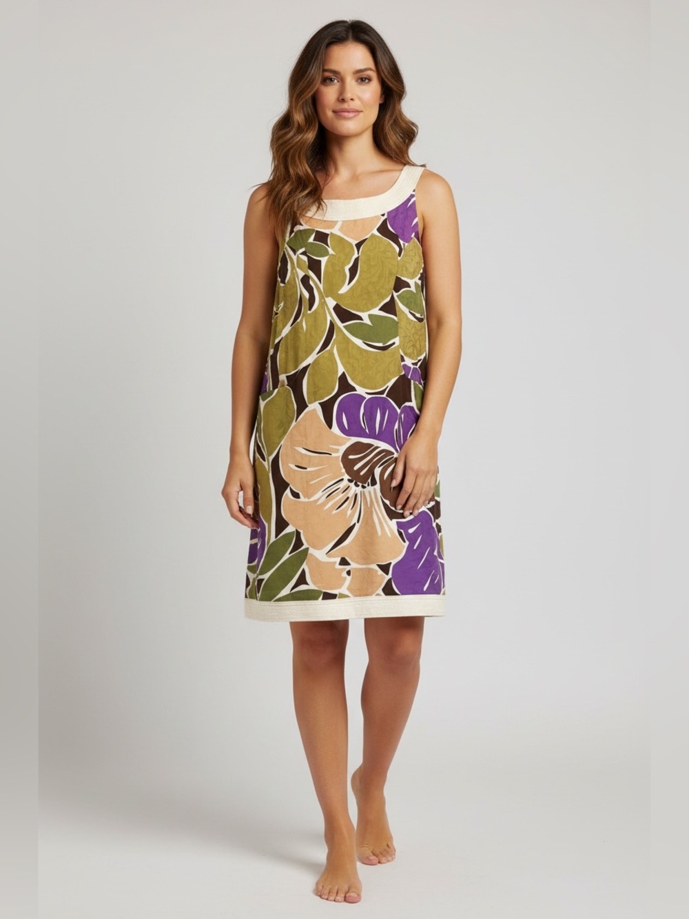 Jones New York Signature halter-neck sleeveless shift dress retro floral print